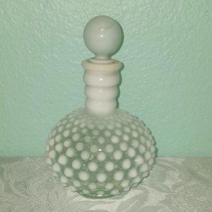 Vintage Fenton Clear Opalescent Hobnail Perfume Decanter